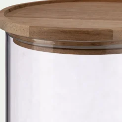 Bocal en verre avec couvercle en acacia 2L - transparent
