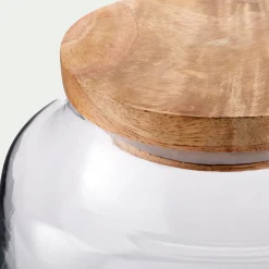 Bocal en verre avec couvercle en manguier 1,25L - transparent