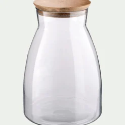 Bocal en verre avec couvercle en manguier 4L - transparent