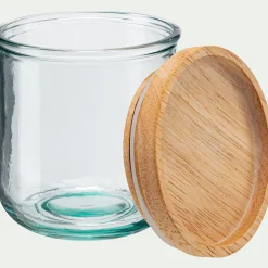 Bocal en verre recyclé avec couvercle en bois 35cl - transparent