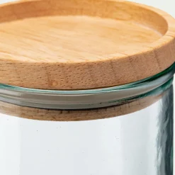 Bocal en verre recyclé avec couvercle en bois 35cl - transparent