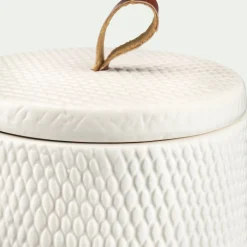 Boite déco en grès - blanc D11xH11cm