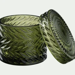 Boite déco en verre - vert D8,8xH8,4cm