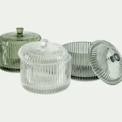 Boite déco en verre D10cm - gris