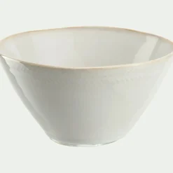 Bol en grès avec liseré beige D15,7cm - blanc ventoux