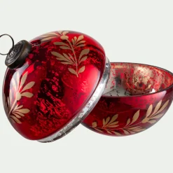 Boîte déco boule de Noël en verre D10cm - rouge