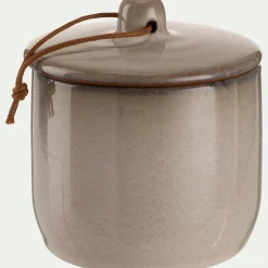 Boîte déco en grès H10cm - gris
