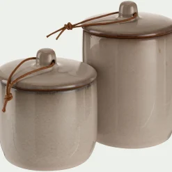 Boîte déco en grès H10cm - gris