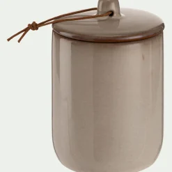 Boîte déco en grès H13,5cm - gris