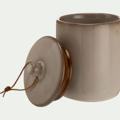 Boîte déco en grès H13,5cm - gris