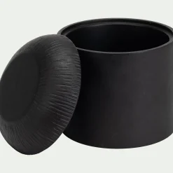 Boîte déco ronde en manguier D15xH15,5cm - noir