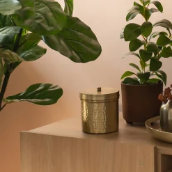 Boîte décorative ronde en fer - doré D10xH10cm