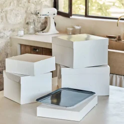 Boîte pâtissière L26xl26xH10cm - blanc