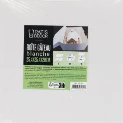 Boîte pâtissière L25,4xl25,4xH20cm - blanc