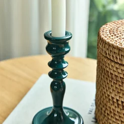 Bougeoir en aluminium H16cm - bleu figuerolles