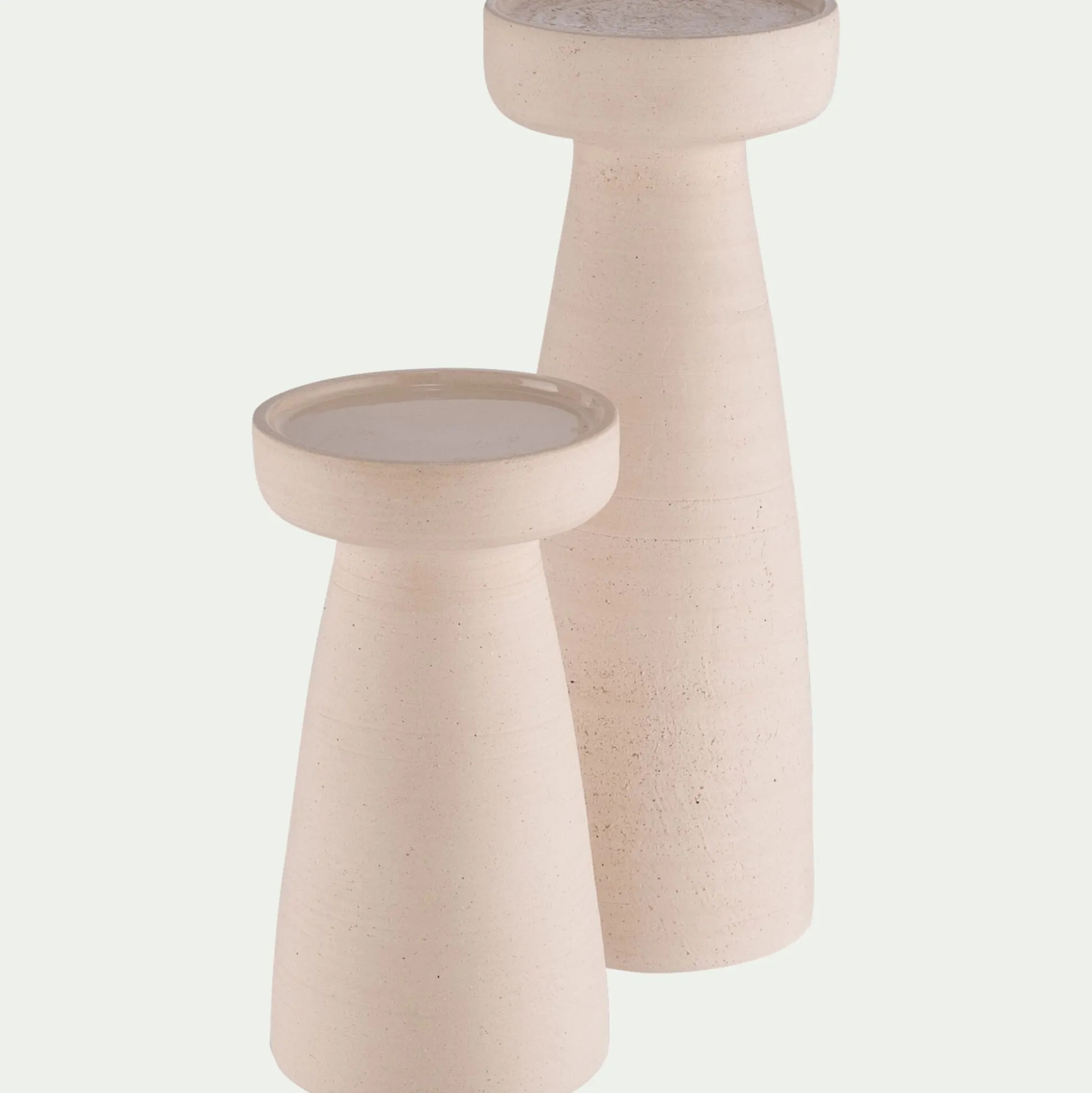 Bougeoir en grès D11,5xH22cm - beige