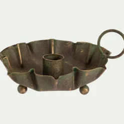 Bougeoir plat en fer H7cm - doré