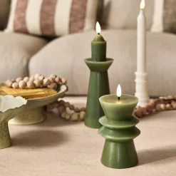 Bougie à LED D7,7xH14,6cm - vert