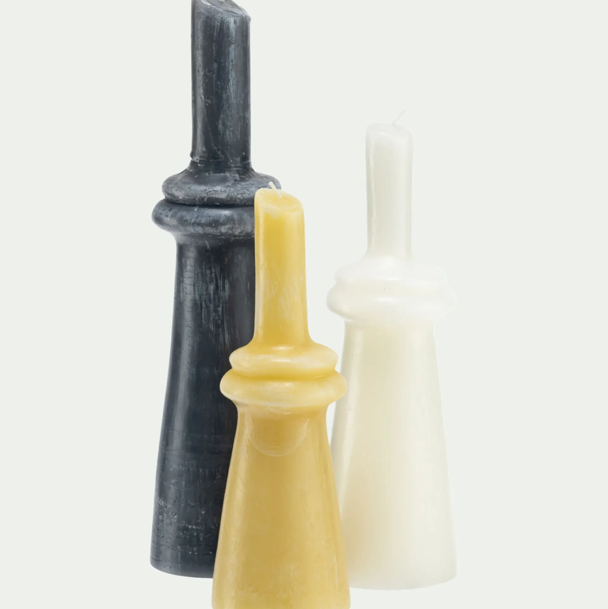 Bougie déco contemporaine H28,5cm - blanc