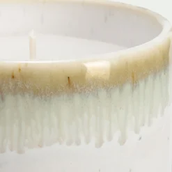 Bougie déco en céramique cylindrique H7,5cm - beige