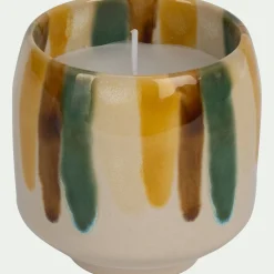 Bougie déco en grès H8,5cm - multicolore