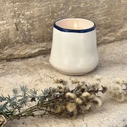 Bougie en faïence D10,5xH10cm - bleu