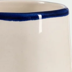 Bougie en faïence D10,5xH10cm - bleu