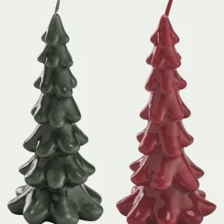 Bougie forme sapin H15,8cm (couleur aléatoire)