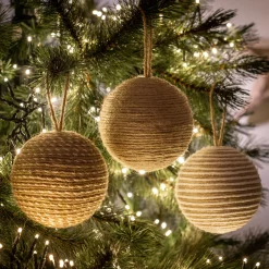 Boule de noël D10cm - naturel (modèle aléatoire)