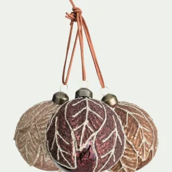 Boule de noël en verre D8cm - vert (modèle aléatoire)