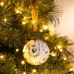 Boule de Noël patinée en verre D8cm - blanc