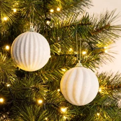 Boule de Noël perlée D8cm - blanc (modèle aléatoire)