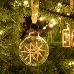 Boule de Noël plate en verre H7,5cm - transparent