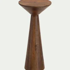 Bout de canapé en bois de manguier rond D25xH53,3cm - bois foncé