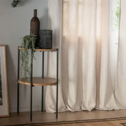 Bout de canapé en bois et acier - naturel D40xH72cm