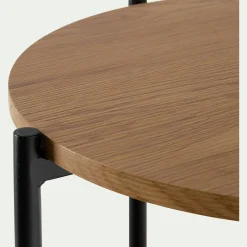 Bout de canapé en bois et acier - naturel D40xH72cm