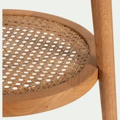 Bout de canapé en chêne massif et cannage D40xH60cm - bois clair