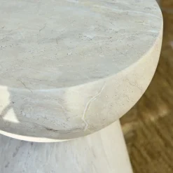 Bout de canapé en ciment effet marbre D36xH46cm - beige