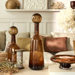Bouteille déco en verre H52,5cm - brun rustrel