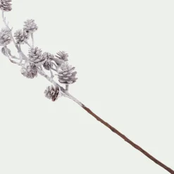 Branchage de Noël artificiel de pommes de pin enneigées 58cm - blanc