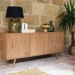 Buffet 3 portes effet bois - bois clair