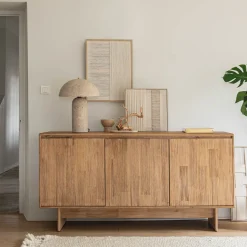 Buffet bas en bois 3 portes - naturel