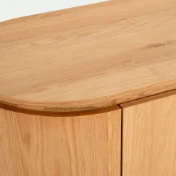 Buffet bas ovale en bois et piètement en chêne masif - bois clair