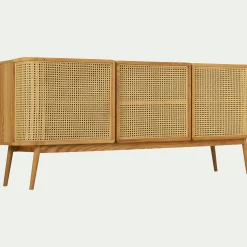 Buffet cannage 3 portes en bois - bois clair