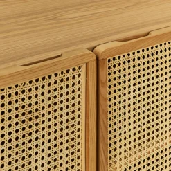 Buffet cannage 3 portes en bois - bois clair