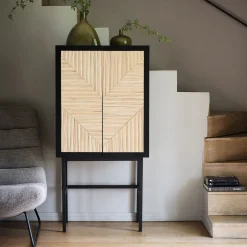 Buffet haut 2 portes en bois - noir