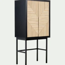 Buffet haut 2 portes en bois - noir