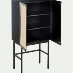 Buffet haut 2 portes en bois - noir
