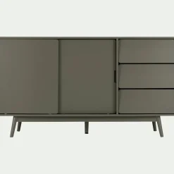 Buffet rétro 3 tiroirs et 2 portes coulissantes - vert cèdre