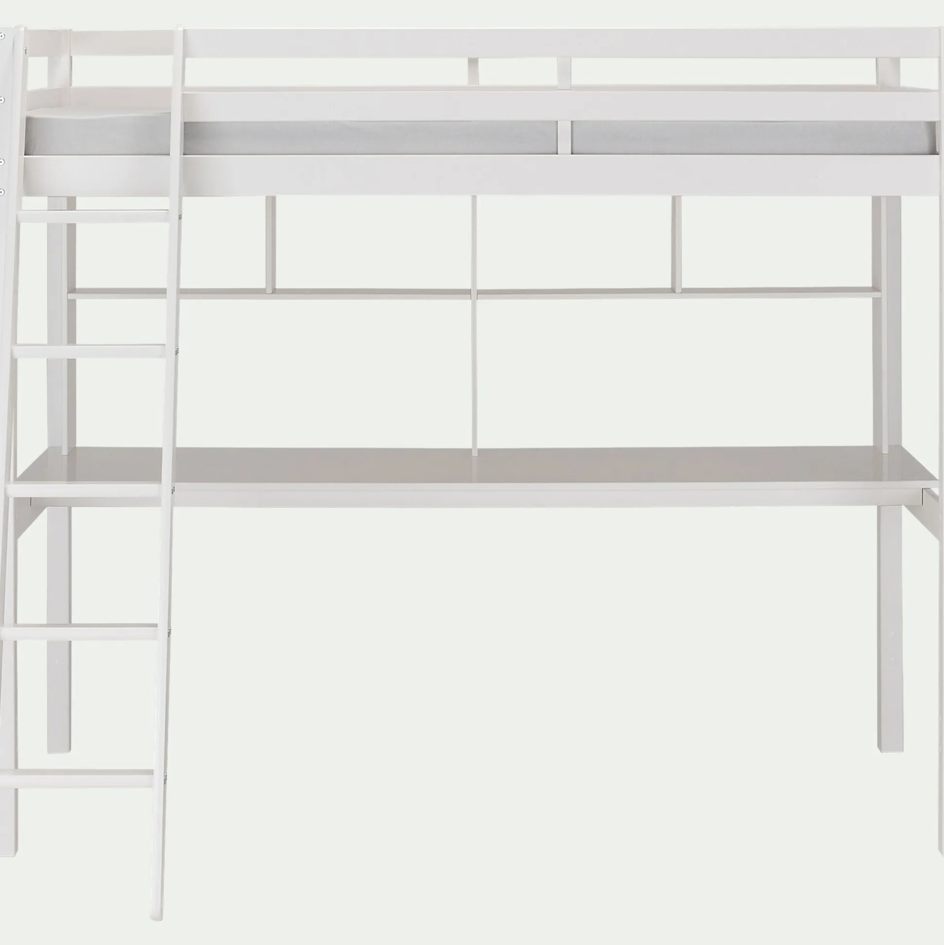 Bureau enfant en pin avec étagère - blanc